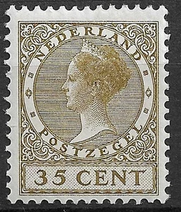 Países Bajos 19241926, Veth, Reina Guillermina 25 c. verde oliva, ligeramente bisagras - Imagen 1 de 2