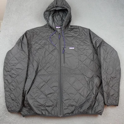 Patagonia Diamond Quilted Bomber Hoody Jacket Mens 3XL Black Full Zip Insulated - Image 1 of 4