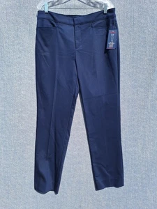 NWT CHAPS Womens Perfectly Polished Dress Pants SZ 12 Slim Leg Slimming Fit Blue - Picture 1 of 11