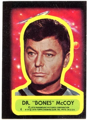 1976 Topps Star Trek #4 DR. Bones McCOY Sticker Card NM Paramount Pictures - Image 1 of 2