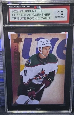 22-23 Upper Deck Dylan Guenther Young Guns Tribute Rookie 🚨🚨🚨 KSA 10 Gem Mint - Image 1 of 3