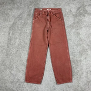 Levi's Premium Jeans Womens 26x30 Rust Red Dad Utility Carpenter Workwear Denim - Picture 1 of 19