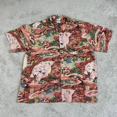 Camisa Hawaiana Go Barefoot Para Hombres XL Multicolor Tierra de Aloha Mezcla de Rayón EE. UU. Hula Foto 1 de 4