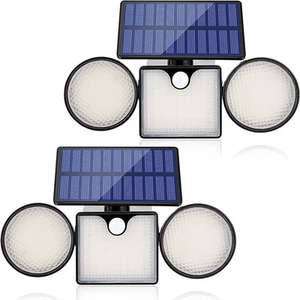 Solar Wall Lights Outdoor, 260Lm 204 LED Flood Lights, IP65 Waterproof Spot L... - Picture 1 of 7