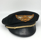 Vintage 1960’s Harley Davidson Motorcycle Biker Captain Hat Wing Patch Sz 7