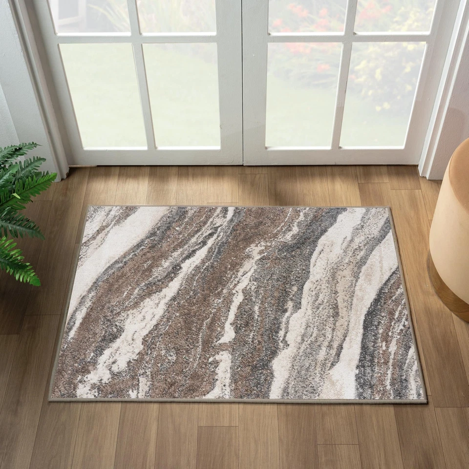 Stylish 2x3 Grey Area Rug Soft Modern Transitional Design for Indoor Use - Image 1 of 4