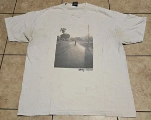 Stussy Rip Zinger West Americanized Tour Distress Stained T Shirt Large Y2K - Picture 1 of 11