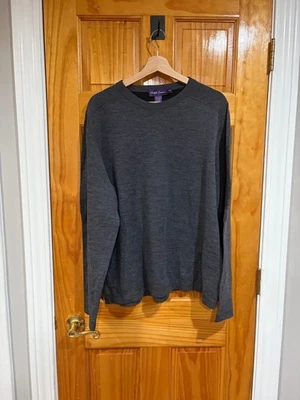 Suéter Ralph Lauren Etiqueta Púrpura Para Hombre Lana Italiana Algodón Cuello Redondo XL Gris Foto 1 de 4