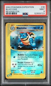PSA 9 MINT Blastoise 36/165 Reverse Holo 2002 Pokemon Expedition - Picture 1 of 2