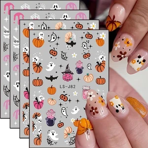 3D Kürbis Nagelsticker, 6 Blatt Halloween Nagel Aufkleber, süß Cartoon Geist Nai - Bild 1 von 7