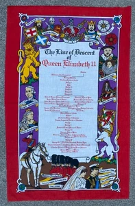 The Line of Descent of Queen Elizabeth II : Samsons : Fabric Sign : 29" x 19" - Picture 1 of 5