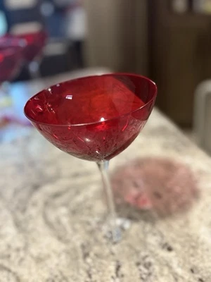 Stunning Ruby Red Cocktail Glasses Set of 4 Crystal Wine Glasses - Image 1 of 4