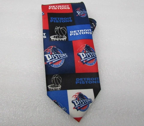 Ralph Marlin 100% Polyester Detroit Pistons Multi Colored Sports Neck Tie Cover