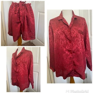 Victoria's Secret 2-teilig rot Blumen Satin Brokat mit Shorts Nachtwäsche gebraucht - Bild 1 von 12