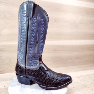 Vintage Cowtown Python Westernstiefel Damen 9 schwarz grau zweifarbig Cowboy - Bild 1 von 12
