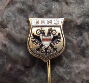 Antique Brno Czechoslovakia Double Head Eagle Heraldic Crest Shield Pin Badge - Picture 1 of 4