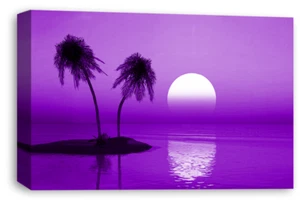 Large Seascape Sunset Love Art Print Purple Grey Framed Beach Canvas Picture - Picture 1 of 6