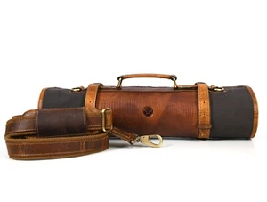 Cuchillo de lona de cuero genuino gris rollo Aaron Leather Goods (29,5" X 19,7") - Imagen 1 de 8