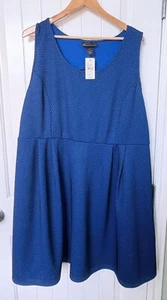 Lane Bryant Womens Blue Dress Size 26 Fishnet Flare Skater Rockabilly Textured - Picture 1 of 9