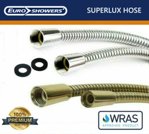 SHOWER HOSE Short / Long Stainless Steel / SUPERLUX 11mm Bore Chrome Fast Flow - Picture 1 of 12