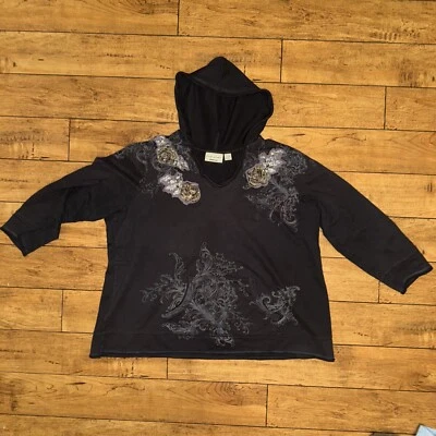 Moletom com capuz feminino estilo Y2K Avenue malha estúdio gola V cinza 22/24 24x25 GG - Imagem 1 de 4