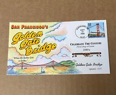 US Collins FDC Handpainted #3185l Golden Gate Bridge 1998 - Image 1 of 3