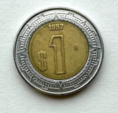 MONEDA MEXICANA DE 1 NUEVO PESO 1997 CIRCULADA - ¡ENVÍO GRATUITO A EE. UU.! Foto 1 de 2