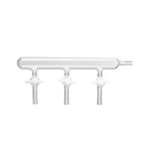 Single Row Vacuum Gas Distributor Glass Manifold W/ PTFE Stopcock Lab Glassware - Picture 1 of 4