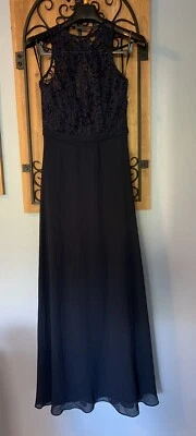 Vestido formal para mujer Bill Levkoff sin mangas de encaje forrado en el pecho azul marino talla: 4  Foto 1 de 4