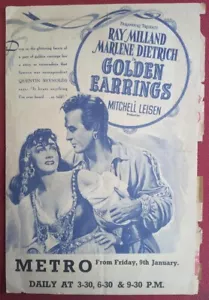 1947's USA Movie Herald Golden Earrings starring Ray Milland & Marlene Dietrich - Picture 1 of 3