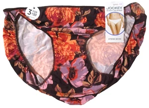 JOCKEY SZ6 STRING BIKINI 1330 TACTEL NO PANTY LINE PROMISE ORANGE FL0RAL PANTIES - Picture 1 of 4