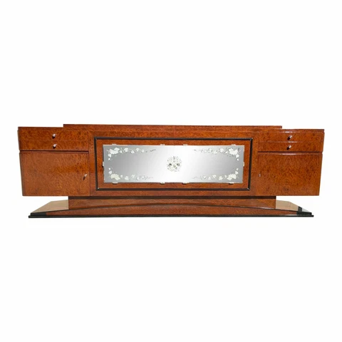 long French Art Deco Kayu Burl Amboyna Sideboard by Francisque Chaleyssin Cover