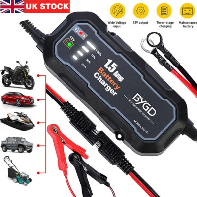 SAE Smart 12V Motorcycle Motorbike Car Battery Charger Automatic Smart Trickle- - Image 1 of 4