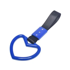 Blue JDM Tsurikawa Heart Ring Handle Strap Subway Bus Car Drift Charm - Imagen 1 de 3
