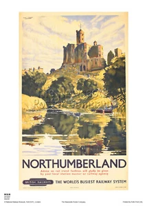 WARKWORTH NORTHUMBERLAND VINTAGE RAILWAY TRAVEL ADVERT RETRO HOLIDAY POSTER - Picture 1 of 1