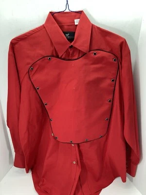 Camisa Western Express Babero Perla A Presión Hombres Grande Roja Manga Larga Frontier Wear De Colección Foto 1 de 4
