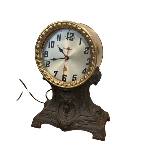 Vintage Waterbury Electric Clock With Cast Iron Base For Restoration Cover