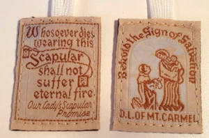 Catholic scapular Mt Carmel white cord - Picture 1 of 2