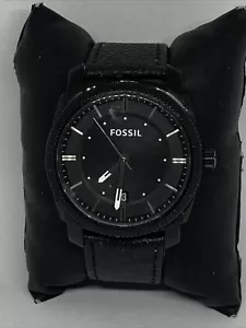 Fossil Machine FS4775 Men's Black Leather Analog Dial Quartz Wrist Watch UC257 - Picture 1 of 12