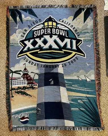 NFL Super Bowl XXXVII 37 2003 Tapestry 60"x48" Throw Blanket Pepsi great shape! Cover