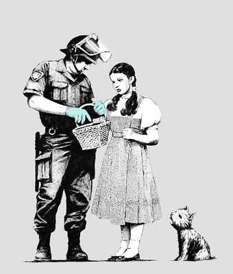STRETCHED PRINTS ON CANVAS BANKSY DOROTHY & TOTO OZ COP DOG URBAN ART DECOR HOME - image 1 of 3