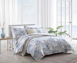 Tommy Bahama 3PC Bakers Bluff Queen Duvet Cover & Sham Set 100% Cotton