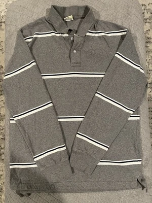 Steve и Berrys длинным рукавом серая рубашка с белыми и черными полосками размер XL Y2K - Изображение 1 из 4