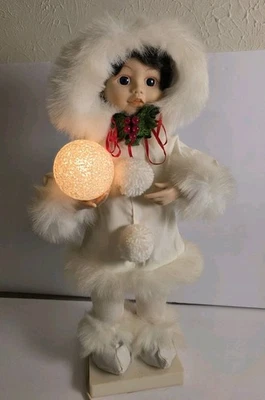 Muñeca bebé nieve esquimal iluminada animada Navidad Motionette Vinta Telco  Foto 1 de 4