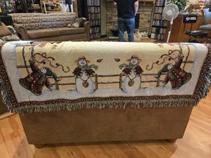 Snowmen Christmas Tree Skirt 52" Tapestry - Picture 1 of 11