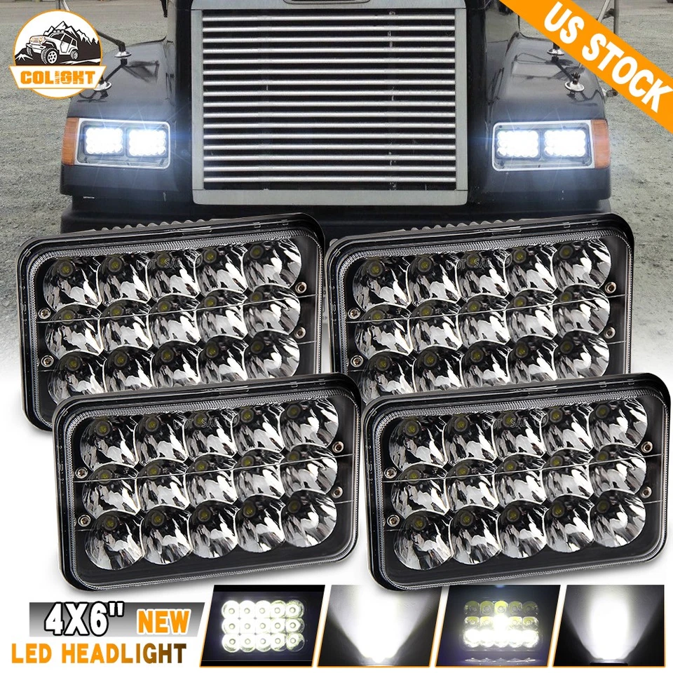 4 piezas faros LED de haz alto/bajo Freightliner FLD120 FLD112 1991-2004 4x6"" Foto 1 de 4