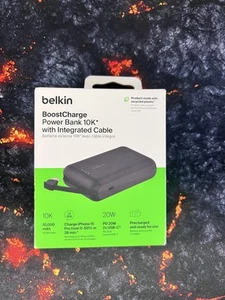Belkin Boost Charge 2-Port USB C Power Bank 10K With Integrated Cable NEW - Zdjęcie 1 z 3