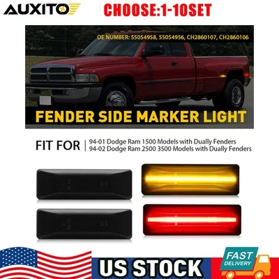 FOR 94-02 DODGE RAM 1500 2500 SMOKED LED DUALLY FENDER SIDE MARKER LIGHT 4-20X - Image 1 of 4