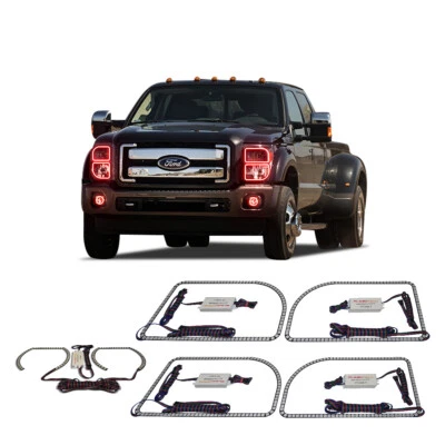 Kit de faros antiniebla y halo ojo de ángel rojo para Ford F-250 Super Duty 11-15 Foto 1 de 3
