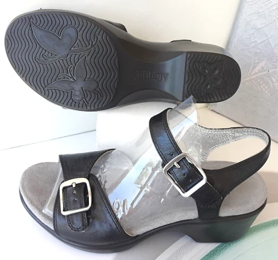 Sandalias ALEGRIA Margarita Negras Talla 38/7.5-8 Cuero Correa al Tobillo Hebilla Dai 101 ~NUEVAS SIN CAJA Foto 1 de 4